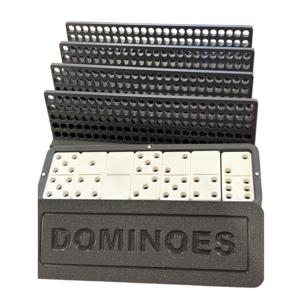 Premium Dominoes Set | Complete Double-6 Game Storage Box Player Trays | Durable